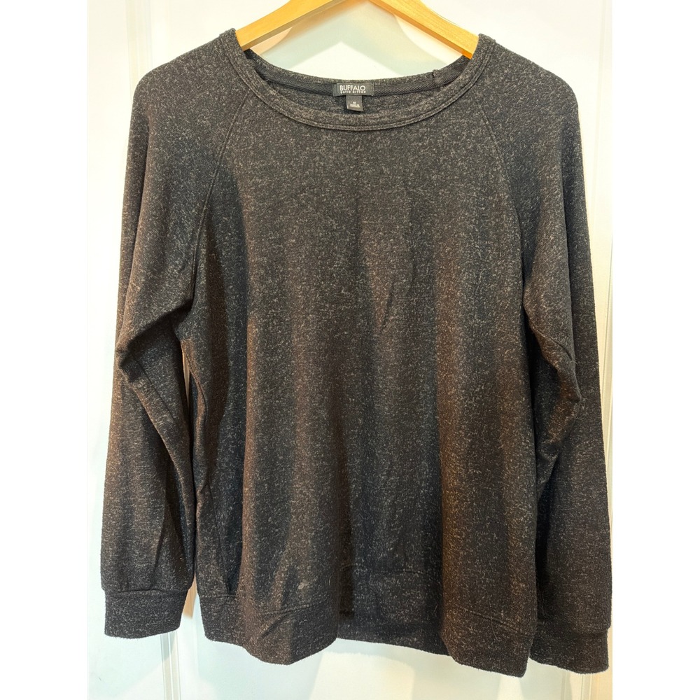 Buffalo David Bitton Charcoal Heather Grey Raglan Sweatshirt Mens Medium Soft